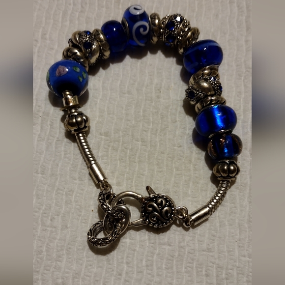 Pandora style spiner Sapphire blue bracelet - Picture 9 of 16
